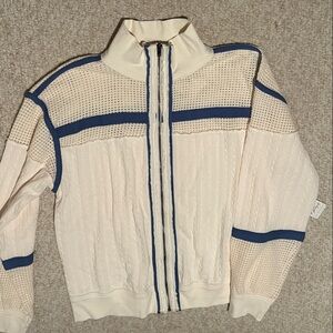 We The Free Ivory Textured Zipper Sweater
